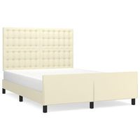 cama matrimonial  cama para adulto  estructura de cama sin colchon cuero sintetico crema 140x190 cm