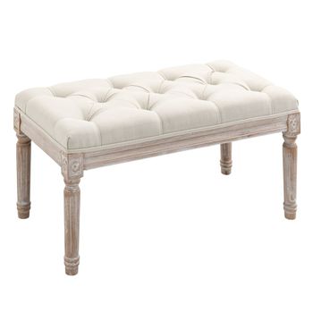 Taburete pie cama 80x40x43 cm beige