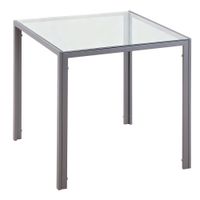 homcom mesa de comedor cuadrada de cristal con patas de metal para 4 personas 75x75x75 cm gris   aosom espana