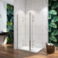 aica walkin mampara panel de ducha 2 hojas panel fijogiratorio vidrio antical 8mm con una barra fija de 90cm perfil cromado 939-95930x190cm