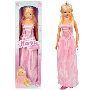 COLORBABY - Muñeca princesa María 105 cm, tamaño grande, articulada, con vestido elegante y corona, juguete para niñas 3 años, ideal para peinar y vestir, peina su pelo