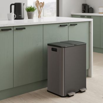 Cubo de basura de cocina 2 x 30 l de acero inoxidable