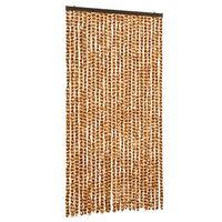 cortina antimoscas chenilla ocre y blanco 100x230 cm vidaxl