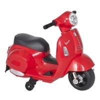 homcom moto electrica vespa para ninos de 18-36 meses con faro bocina y 4 ruedas motocicleta infantil con licencia 665x38x52 cm rojo   aosom espana