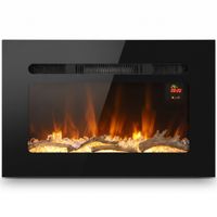 homcom chimenea electrica 60 cm empotrable o de pared 1800w temporizador 24 horas llama regulable cristales