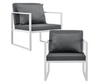 casapro 2 x sillon silla de jardin set de 2 muebles de jardin para exterior 70 x  60 x 60 cm - blanco