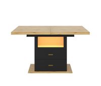 mesa extensible 110x80x75 cm - con led madera extensible hasta 140 cm para 6 personas