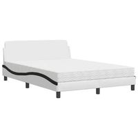 cama con colchon dover cuero sintetico blanco y negro 140x190 cm vidaxl