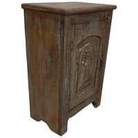 mesita de noche de madera acabado artesanal marron 51x30x75h cm