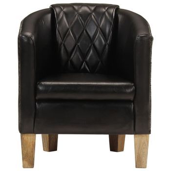 Sillón Butaca De Cuero Auténtico Negro