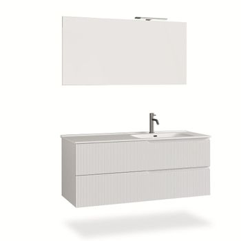Mueble de baño bañera derecha 4 piezas en mdf blanco mate