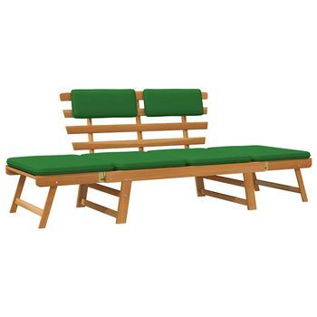 Banco De Jardín | Banco De Exterior | Silla De Jardín Con Cojines 2 En 1 190 Cm Madera Maciza Acacia