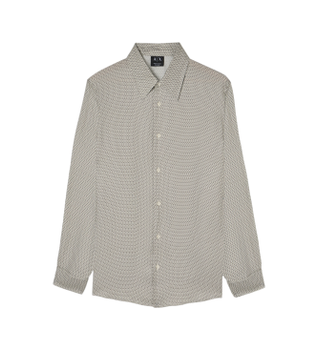 A|X Armani Exchange para hombre. XM002280AF13235F1168 Camisa cuello italiano gris (M), Casual, Viscosa, Manga larga
