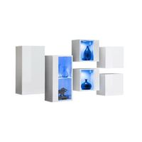 conjunto de muebles de salon switch sbiv r blanco brillante r led integrado  sistema push to open