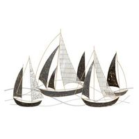 panneau decoratif 3d en metal multicolore voiliers cm 91x25x559