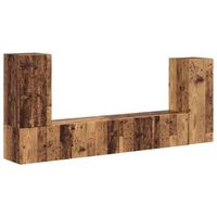 conjunto de mueble de tv 4 uds  mueble de salon  gabinete de tv madera envejecida