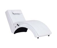 vidaxl divan de masaje con almohada de cuero sintetico blanco