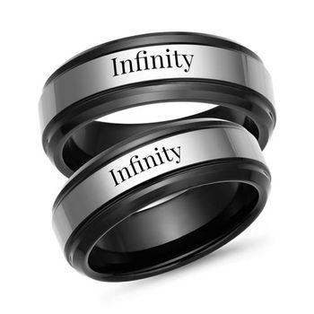 Alianzas de boda de tungsteno negro grabadas con láser