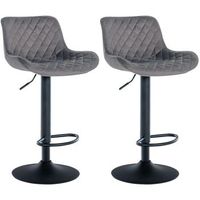 set de 2 taburetes de bar minosa terciopelo gris oscuro 54x48x81 cm clp