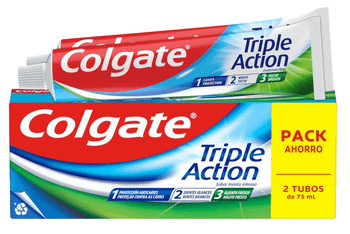 Colgate Triple Action Anticaries Pasta de Dientes Menta 2x75 ml