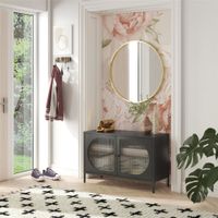 vitrina con 2 puertas de vidrio en metal negro