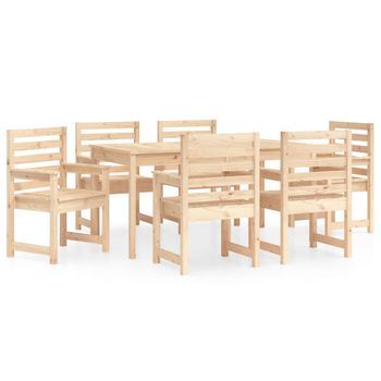 Juego De Comedor De Jardín 7 Piezas Madera Maciza De Pino Vidaxl