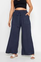 yours pantalon ancho azul marino de cambray mujer curvy y tallas grandes yours