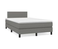 cama box spring con colchon tela gris oscuro 120x200 cm liso con clavos