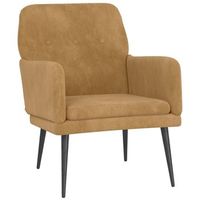 sillon de diseno y moderno con reposabrazos 62 x 79 x 79 cm en terciopelo marron dec028631