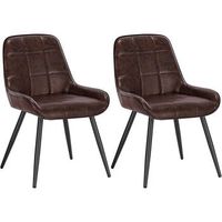 set 2 sillas de comedor sillas de piel sintetica para mayor comodidad ergonomicas con respaldo oscuro - marron - woltu