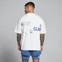 camiseta de algodon oversize hybrid graphic para hombre de mp - blancoazul pizarra - xxxl