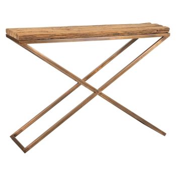Recibidor de madera y metal marrón 112x37x82