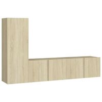 juego de muebles de salon 3 piezas roble sonoma vidaxl