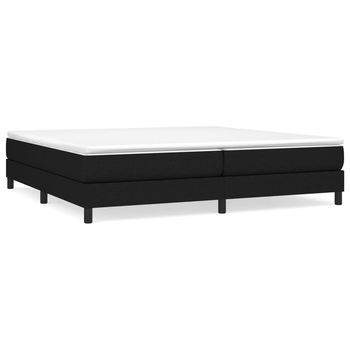 Cama Tapizada 203x200x25 Cm Tejido (100 % Poliéster), Contrachapado Y Madera Tratada - Negro