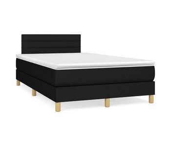 Cama box spring con colchón tela negro 120x200 cm rayas horizontales