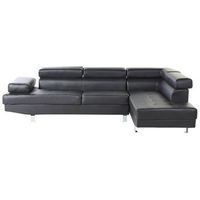 sofa esquinero con reposacabezas y apoyabrazos ajustables en forma de l de piel sintetica negra norrea