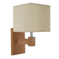 aplique de pared brazo madera escuro metal pantalla beige