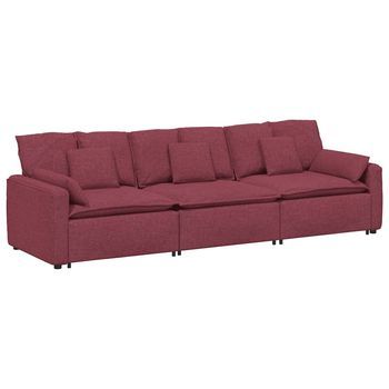 Sofá Modular Con Cojines Color Rojo Vino Vidaxl