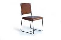 set de 2 sillas en cuero marron y metal