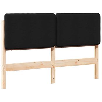 Cabecero Tapizado Marrón Y Negro 140 Cm Madera De Pino Macizo Vidaxl