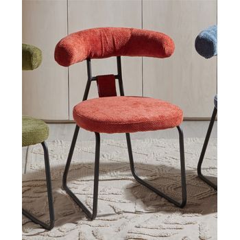 Silla Kirk Chenilla Gruesa Naranja 58x58x76 Cms