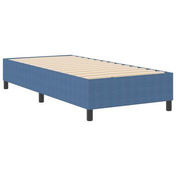 Cama Individual | Cama Para Adulto | Cama De Plataforma Azul 100 X 200 Cm Tela De Pana