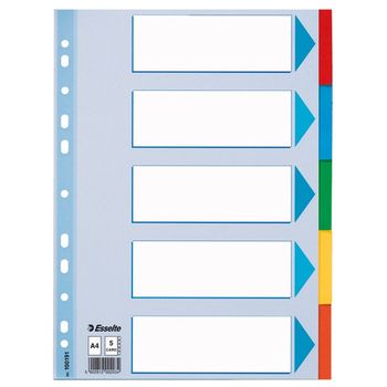 Esselte 100191 separadores de plástico de colores A4 con 5 pestañas (11 agujeros)