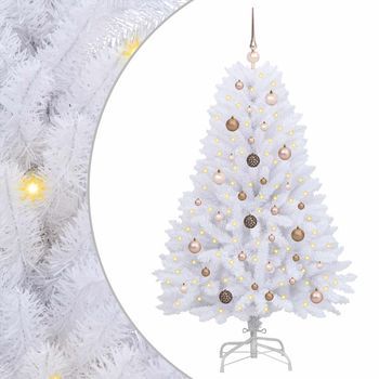 Árbol De Navidad Artificial 150 Cm Pvc Y Acero Blanco Vidaxl