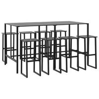 juego de mesa alta y taburetes de jardin 9 piezas acero negro vidaxl