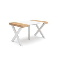 mesa consola extensible mesa comedor plegable 140 para 6 comensales patas madera maciza estilo moderno roble y blanco