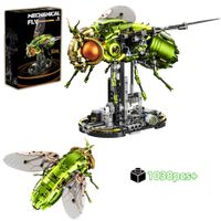bloques de construccion creativos de drosophila juguete stem kit de modelo de animal mecanico con luz ladrillos diy adorno de escritorio regalo para ninos