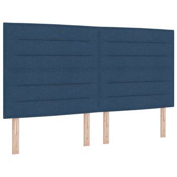 Cama Box Spring Led Con Cabecera Azul 180 X 200 Cm Tela Vidaxl