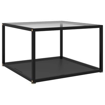 Mesa De Centro Vidrio Templado Transparente Y Negro 60x60x35 Cm Vidaxl
