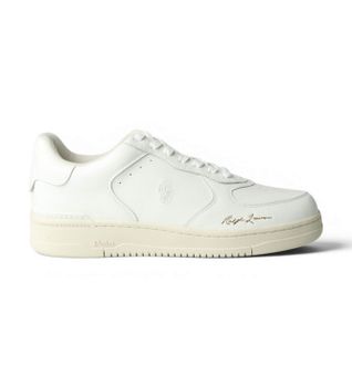 Polo Ralph Lauren para hombre. 809P13086001 Zapatillas de Piel Masters Low blanco (45), Plano, Cordones, Casual
